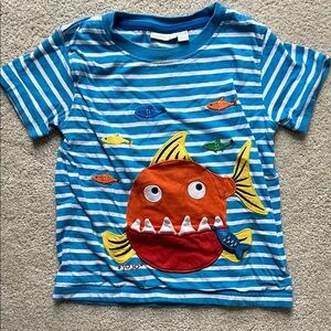 JoJo Maman Bebe Blue Striped Fish Tee